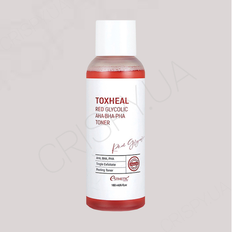 Пілінг-тонер із гліколевою кислотою Esthetic House Toxheal Red Glycolic AHA-BHA-PHA Toner - 180 мл