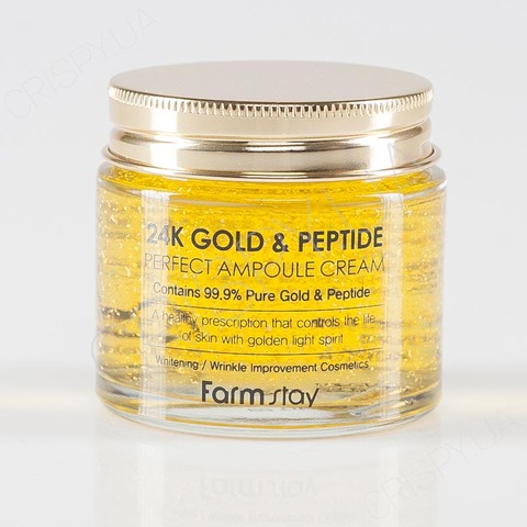 Пептидний крем для обличчя з біозолотом FARMSTAY 24K GOLD & PEPTIDE PERFECT AMPOULE CREAM - 80 мл