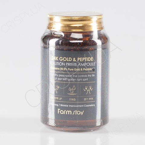 Пептидна сироватка для обличчя з біозолотом FARMSTAY 24K GOLD & PEPTIDE SOLUTION PRIME AMPOULE - 250 мл