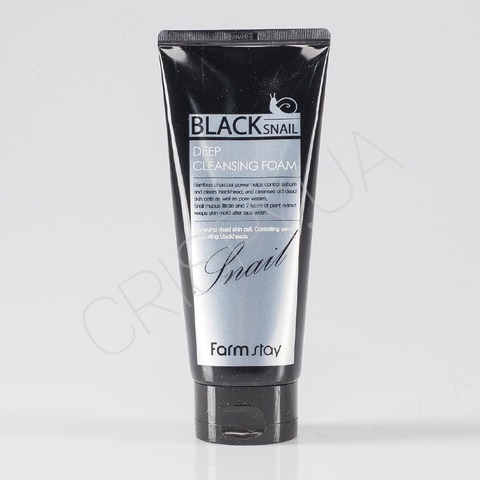 Пінка для вмивання з чорним равликом FARMSTAY BLACK DEEP SNAIL CLEANSING FOAM - 180 мл