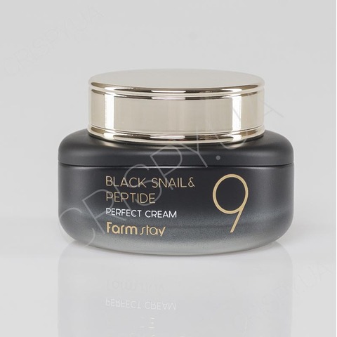 Антивіковий крем для обличчя з пептидами та чорним равликом FARMSTAY BLACK SNAIL & PEPTIDE 9 PERFECT CREAM - 55