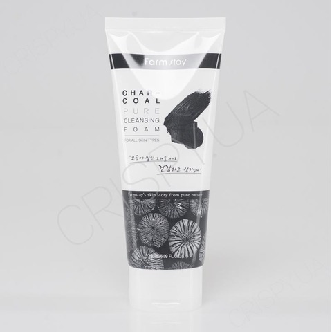 Очищаюча пінка для жирної шкіри обличчя FARMSTAY CHARCOAL PURE CLEANSING FOAM - 180 мл
