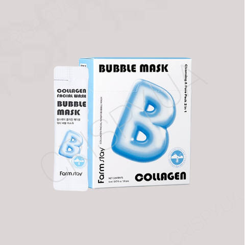 Набір бульбашкових масок для обличчя з колагеном FarmStay Collagen Facial Wash Bubble Mask - 5 мл*20 шт