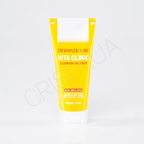Очищаючий гель для обличчя з вітамінами FARMSTAY DERMA CUBE VITA CLINIC CLEANSING GEL FOAM - 180 мл