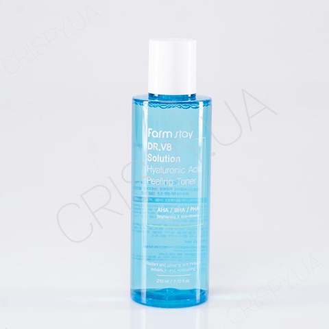 Тонер для обличчя з кислотами та гіалуроном FARMSTAY DR.V8 SOLUTION HYALURONIC ACID PEELING TONER - 210 мл