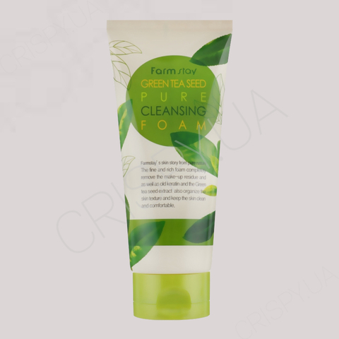 Пінка для вмивання для обличчя з зеленим чаєм FARMSTAY GREEN TEA SEED PURE CLEANSING FOAM - 180 мл 