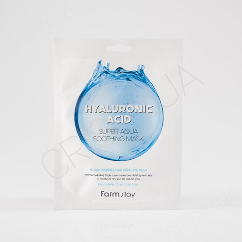 Тканинна маска для обличчя з гіалуроном FARMSTAY HYALURONIC ACID SUPER AQUA SOOTHING MASK - 25 мл