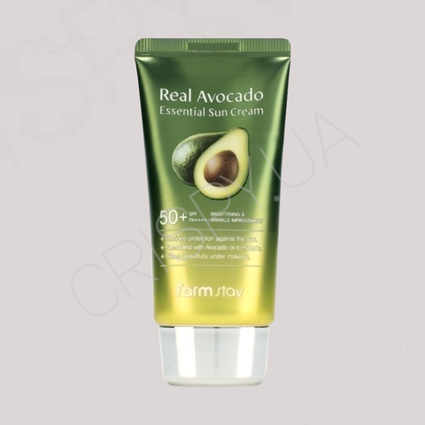 Сонцезахисний крем із авокадо FARMSTAY REAL AVOCADO ESSENTIAL SUN CREAM SPF50+ PA++++ - 70 мл