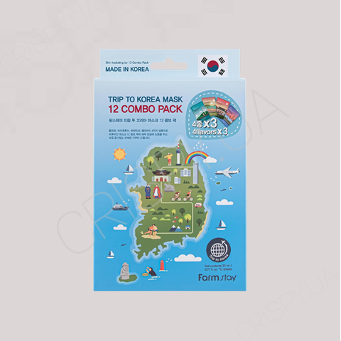 Набір тканинних масок FarmStay Trip To Korea Facial Mask Sheet 12 Combo Pack - 23 мл*12 шт
