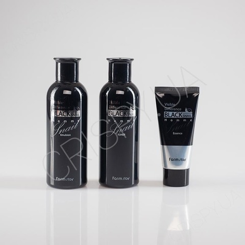 Набір засобів для обличчя з равликом для чоловіків FARMSTAY VISIBLE DIFFERENCE BLACK SNAIL HOMME 3 SET - 3 предмети