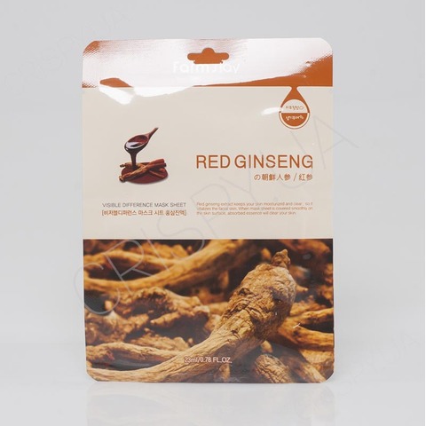 Тканинна маска для обличчя з женьшенем FARMSTAY VISIBLE DIFFERENCE MASK SHEET RED GINSENG - 23 мл