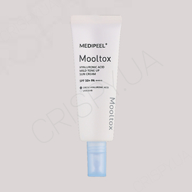 Сонцезахисний крем для обличчя Medi Peel Hyaluronic Acid Mooltox Mild Tone Up Sun Cream SPF 50+ PA++++ - 50 мл (модель:7216) Сонцезахисний крем для обличчя Medi Peel Hyaluronic Acid Mooltox Mild Tone Up Sun Cream SPF 50+ PA++++ - 50 мл
