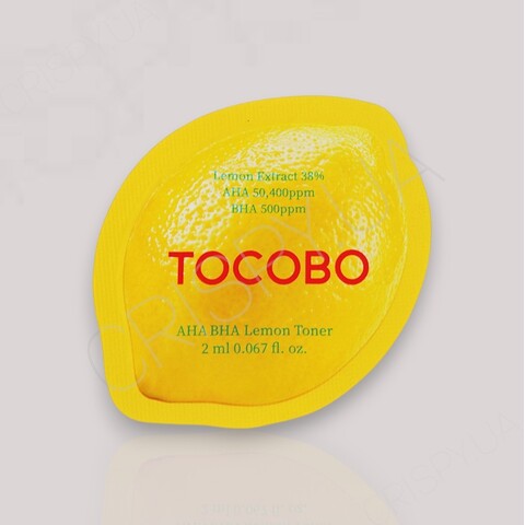 Пробник лимонного тонера з кислотами AHA, BHA та вітаміном С Tocobo AHA BHA Lemon Toner - 2 мл